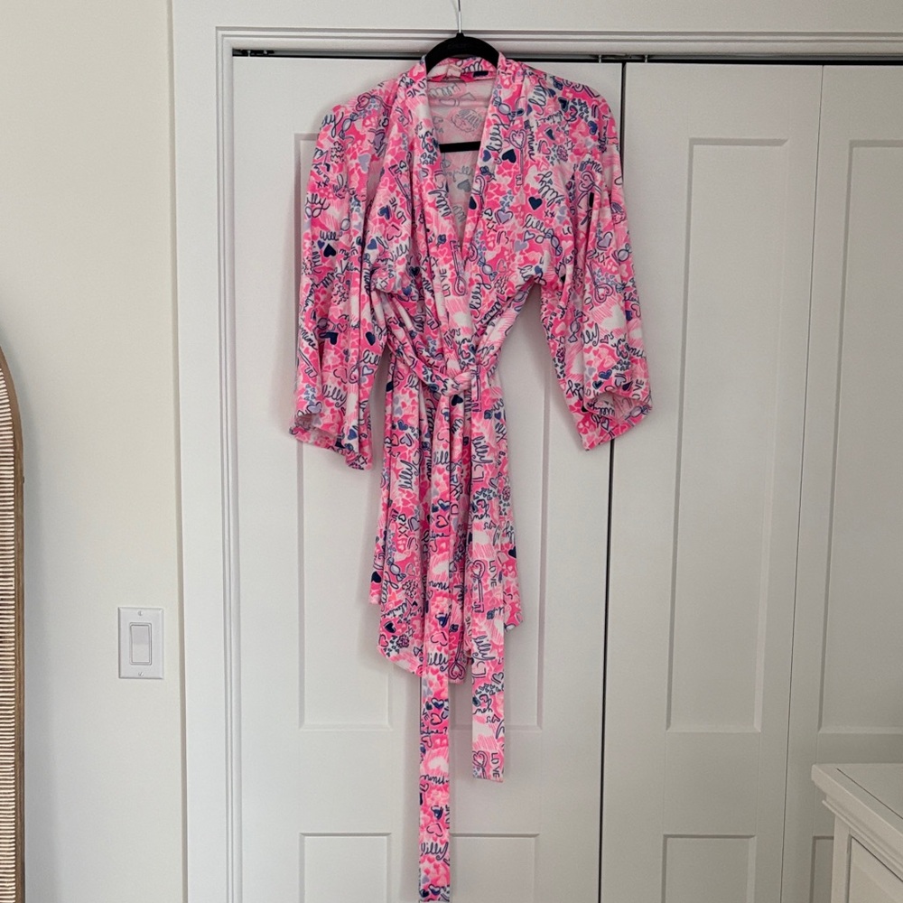 Lilly Pulitzer Pink and Blue Floral Robe